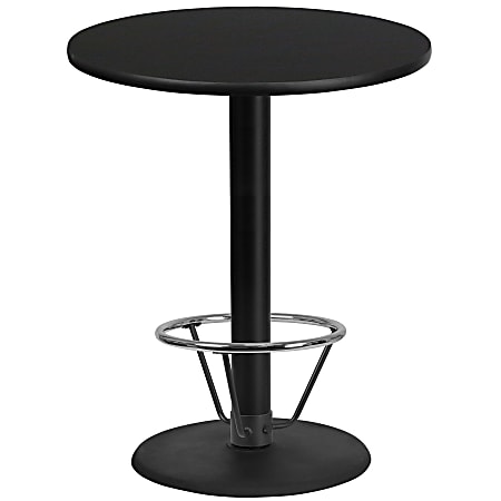 Flash Furniture Round Laminate Table Top With Round Bar Height Table Base And Foot Ring, 43-3/16”H x 36”W x 36”D, Black