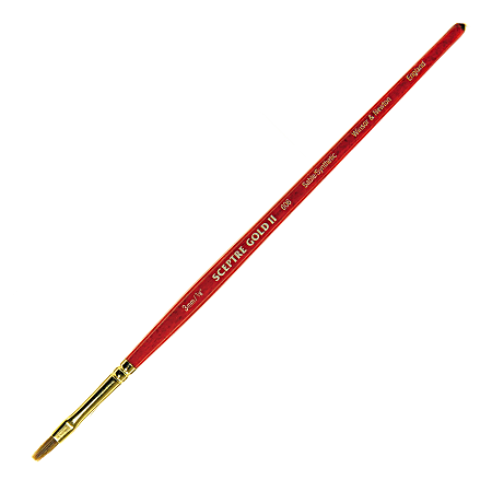 Winsor & Newton Sceptre Gold II Short-Handle Paint Brush 606, 1/8", One-Stroke Bristle, Sable Hair, Terracotta