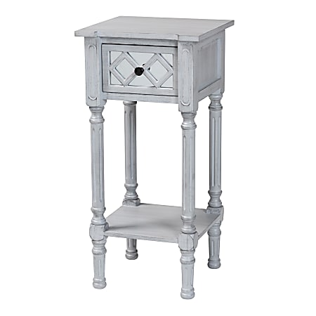 Baxton Studio Gellert Classic And Traditional Finished Wood 1-Drawer Square End Table, 30-5/16"H x 14-1/4"W x 14-1/4"D, Gray