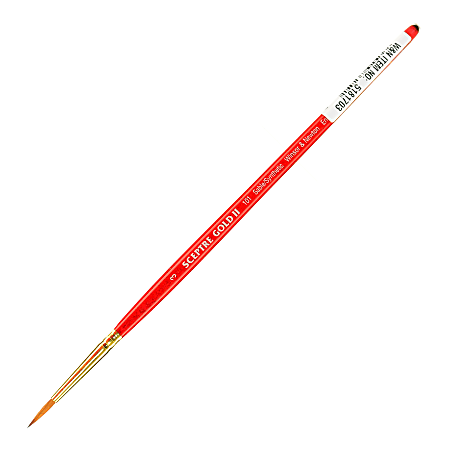 Winsor & Newton Sceptre Gold II Short-Handle Paint Brush 101, Size 3, Round Bristle, Sable Hair, Terracotta