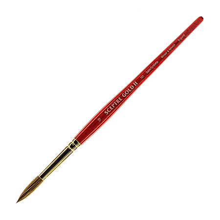 Winsor & Newton Sceptre Gold II Short-Handle Paint Brush 101, Size 10, Round Bristle, Sable Hair, Terracotta