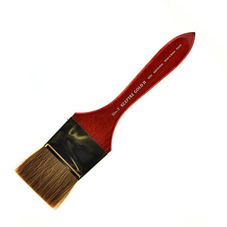 Winsor & Newton Sceptre Gold II Short-Handle Paint Brush, 2", Wash Bristle, Sable Hair, Terracotta