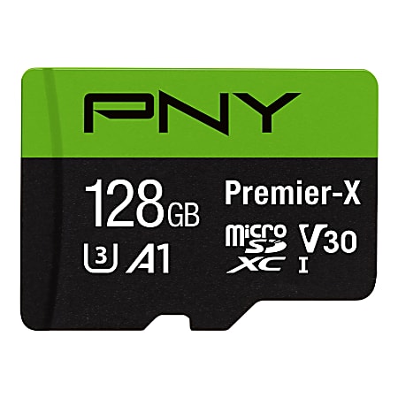 PNY 128GB Premier-X Class 10 U3 V30 microSDXC Flash Memory Card - Class 10, U3, V30, A1, UHS-I