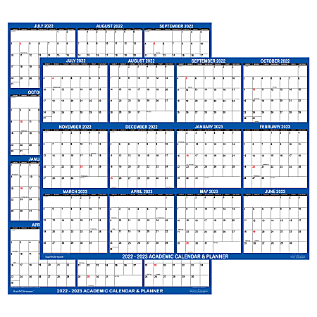 SwiftGlimpse Academic Monthly Wall Calendar 18 x 24 Navy July 2022 To June  2023 - Office Depot
