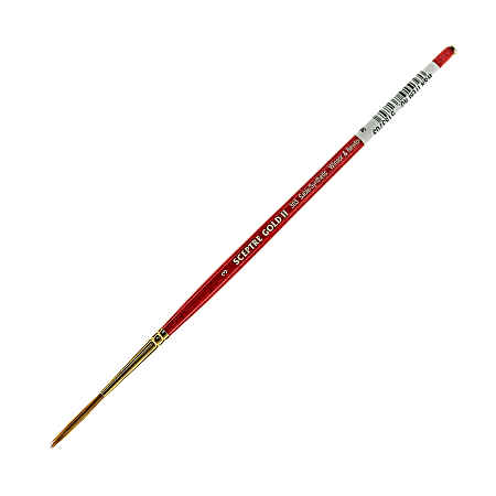 Winsor & Newton Sceptre Gold II Short-Handle Paint Brush 303, Size 3, Lettering Bristle, Sable Hair, Terracotta