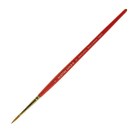 Winsor & Newton Sceptre Gold II Short-Handle Paint Brush 101, Size 4, Round Bristle, Sable Hair, Terracotta