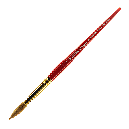 Winsor & Newton Sceptre Gold II Short-Handle Paint Brush 101, Size 14, Round Bristle, Sable Hair, Terracotta