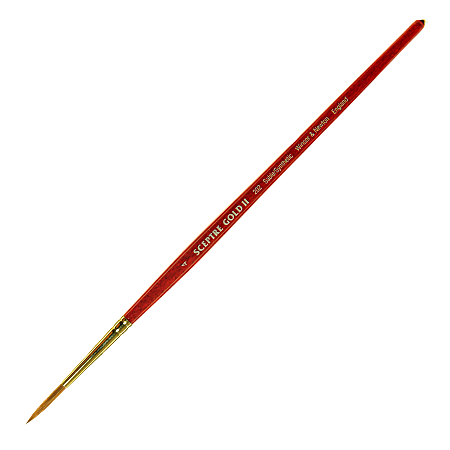 Winsor & Newton Sceptre Gold II Short-Handle Paint Brush 202, Size 4, Designer Round Bristle, Sable Hair, Terracotta