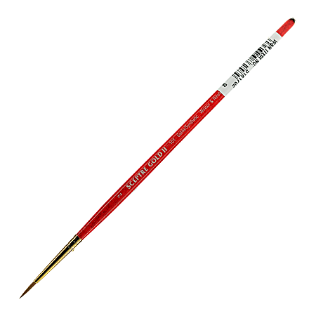 Winsor & Newton Sceptre Gold II Short-Handle Paint Brush 101, Size 2, Round Bristle, Sable Hair, Terracotta