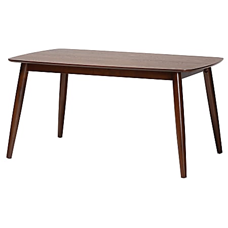 Baxton Studio Flora Mid-Century Modern Dining Table, 29-1/2”H x 59-1/8”W x 35-7/16”D, Walnut Brown
