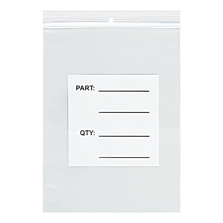 Partners Brand 4 Mil Parts Bags w/ Hang Holes, 14" x 24", Clear, Case Of 250