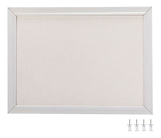Realspace™ Linen Bulletin Board, 17" x 23", Wooden Frame With White Finish