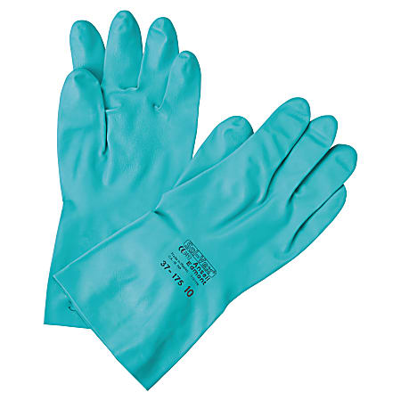 Ansell Pro Sol-Vex Sandpatch-Grip Nitrile Utility Gloves, Medium, Green
