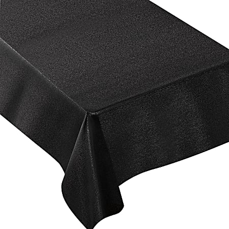 Amscan Metallic Fabric Table Cover, 60" x 84", Black