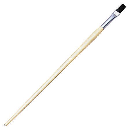 Charles Leonard Flat Easel Paintbrushes, 1/2", Flat Bristle, Black, Pack Of 12