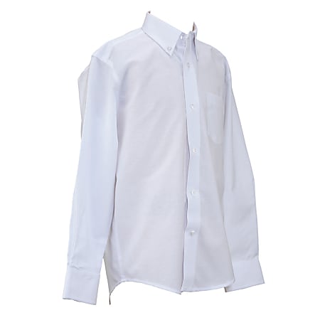 Royal Park Boys Uniform, Husky Long-Sleeve Oxford Polo Shirt, Small, White