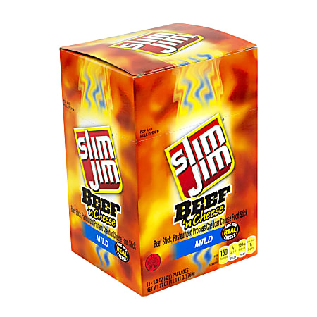 Slim Jim Beef And Cheese Packs, 1.5 Oz, Box Of 18 Packs