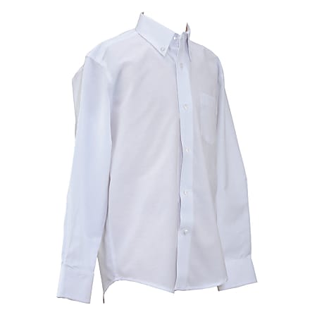 Royal Park Boys Uniform, Husky Long-Sleeve Oxford Polo Shirt, Medium, White