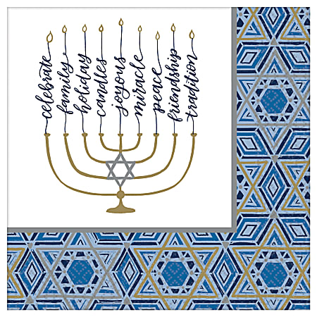 Amscan Hanukkah Festival Of Lights 2-Ply Dinner Napkins,