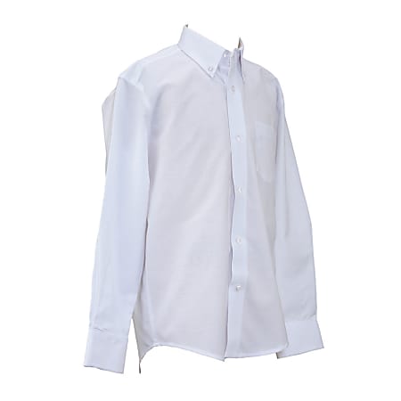 Royal Park Boys Uniform, Husky Long-Sleeve Oxford Polo Shirt, Large, White