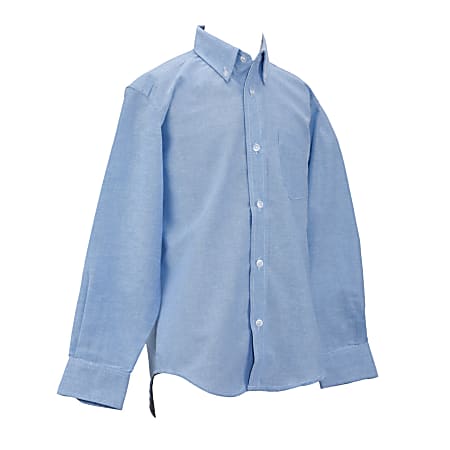 Royal Park Boys Uniform, Husky Long-Sleeve Oxford Polo Shirt, Small, Blue