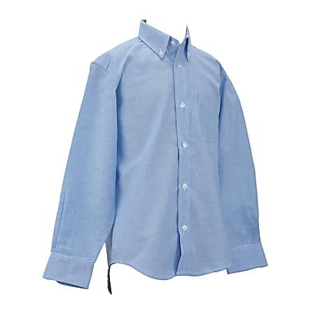 Royal Park Boys Uniform, Husky Long-Sleeve Oxford Polo Shirt, Medium, Blue