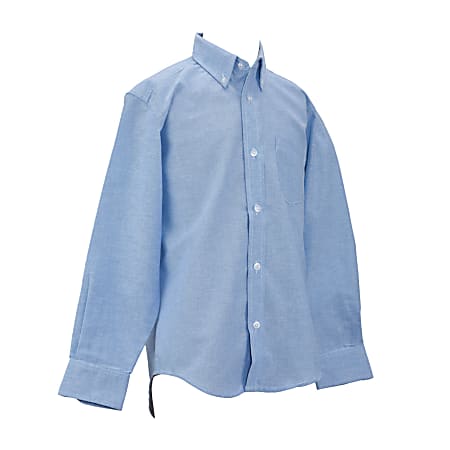 Royal Park Boys Uniform, Husky Long-Sleeve Oxford Polo Shirt, Large, Blue