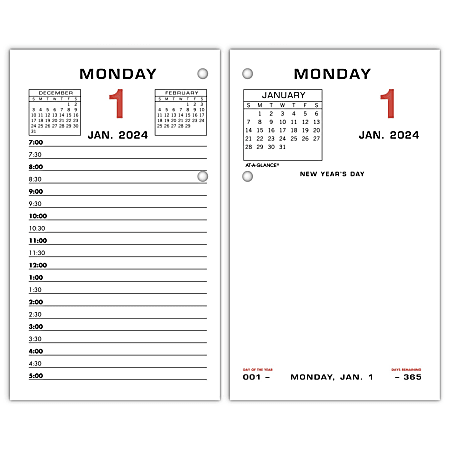 2024 AT-A-GLANCE® Daily Loose-Leaf Desk Calendar Refill, 3-1/2" x 6", January to December 2024, E01750
