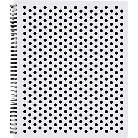 TOPS® Polka Dot Design Double Wire Spiral Notebook, 11" x 9", Black Polka Dot