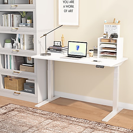 FlexiSpot E7 Pro Electric 55”W Adjustable Height Standing Desk, White