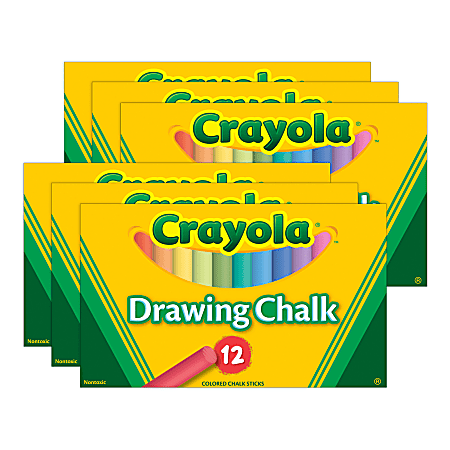 Crayola Colored Drawing Chalk, 12 Colors Per Pack, Set Of 6 Packs