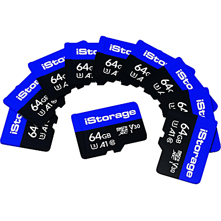 10 PACK iStorage microSD Card 64GB | Encrypt data stored on iStorage microSD Cards using datAshur SD USB flash drive | Compatible with datAshur SD drives only - 100 MB/s Read - 95 MB/s Write