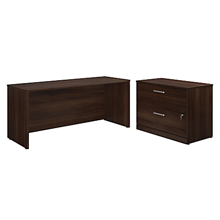 Sauder® Affirm 72"W Desk With 2-Drawer Locking Lateral File, 72" x 24", Noble Elm