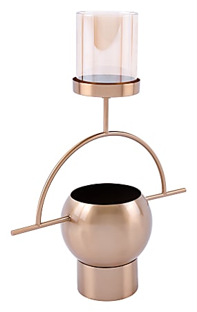Zuo Modern Candle Holder, 17 3/4"H x 13 13/16"W x 5 15/16"D, Antique Brass