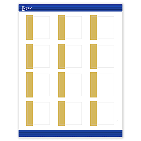 Avery® Print-To-The-Edge Cards With Sure Feed®, S00-DJT-PRMWC10, 2" x 2", Matte White, Preprinted Dipped Gold Edge Design, Pack Of 120