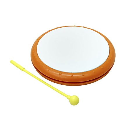Westco Educational Products 8" Plastic Frame Drum With Mallet, Orange/White