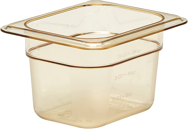 Cambro H-Pan High-Heat GN 1/8 Food Pans, 4"H x 5-1/8"W x 6-5/16"D, Amber, Pack Of 6 Pans