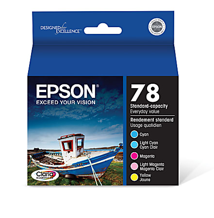 Epson® 78 Claria® Cyan, Light Cyan, Magenta, Light Magenta, Yellow Ink Cartridges, Pack Of 5, T078920