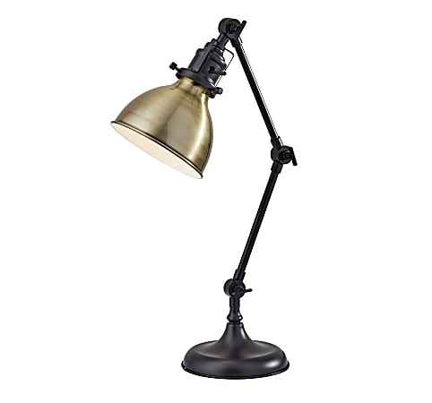 Adesso® Simplee Alden Desk Lamp, 18-1/2"H, Antique Brass Shade/Antique Bronze Base