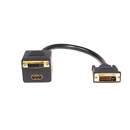 StarTech.com 1 ft DVI-D to DVI-D & HDMI Splitter Cable - M/F - 1ft - Black