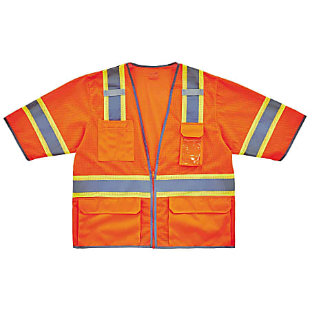 Ergodyne GloWear® Safety Vest, 2-Tone Hi-Vis Surveyor 8346Z, Class 3, Small/Medium, Orange