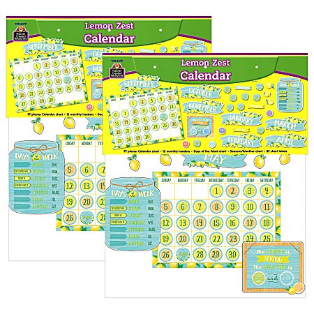 Teacher Created Resources® Lemon Zest Calendar Bulletin Board Set, Set Of 2