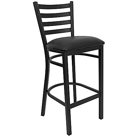 Flash Furniture HERCULES Ladder Back Restaurant Bar Stool, Black