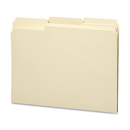 Smead® Top-Tab Water Resistant File Folders, Letter Size, 1/3 Cut, 30% Recycled, Manila, Box Of 100
