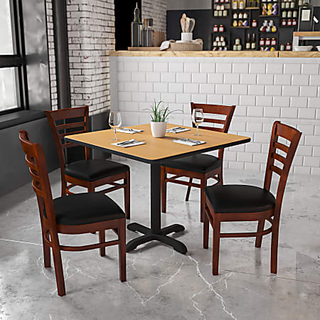 Flash Furniture HERCULES Ladder Back Restaurant Chair, Black/Mahogany