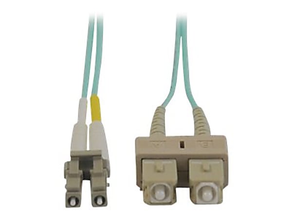 Eaton Tripp Lite Series 10Gb Duplex Multimode 50/125 OM3 LSZH Fiber Patch Cable (LC/SC) - Aqua, 5M (16 ft.) - Patch cable - SC multi-mode (M) to LC multi-mode (M) - 5 m - fiber optic - duplex - 50 / 125 micron - OM3 - aqua blue