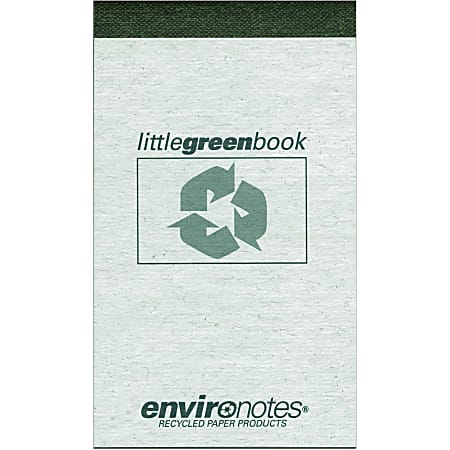 Roaring Spring Narrow Rule Little Green Notebook - 60 Sheet(s) - Tape Bound - 3" x 5" Sheet Size - Green Print Color - Mist Gray Cover - Recycled - 1 Each