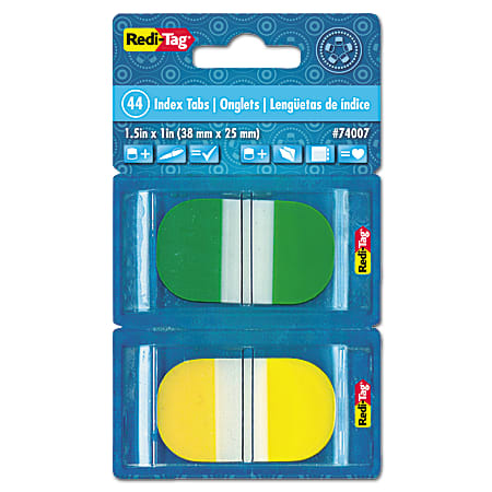 Redi-Tag® Write-On Self-Stick Index Tabs/Flags, Assorted Colors, 1 7/10" x 1", Pack Of 44