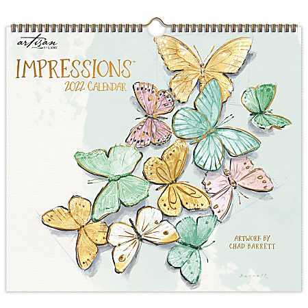 Lang Artisan Spiral Monthly Calendar, 12-3/8” x 13-3/4”, Impressions, January To December 2022, 229990340