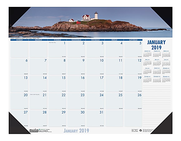 House of Doolittle Monthly Desk Pad Calendar, 18 1/2" x 13", EarthScapes Coastlines, January 2019 to December 2019